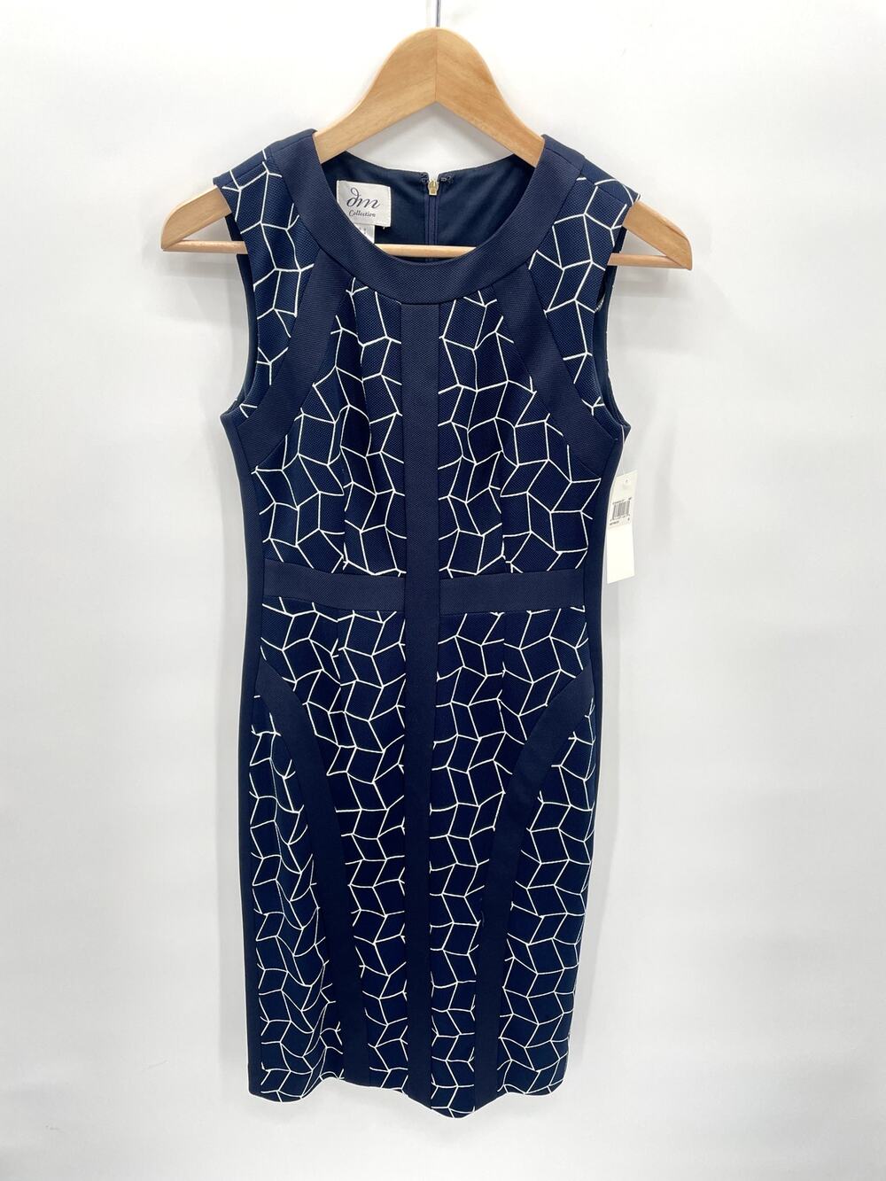 DONNA MORGAN NWT Navy Geometric Sleeveless Sheath Dress // 0